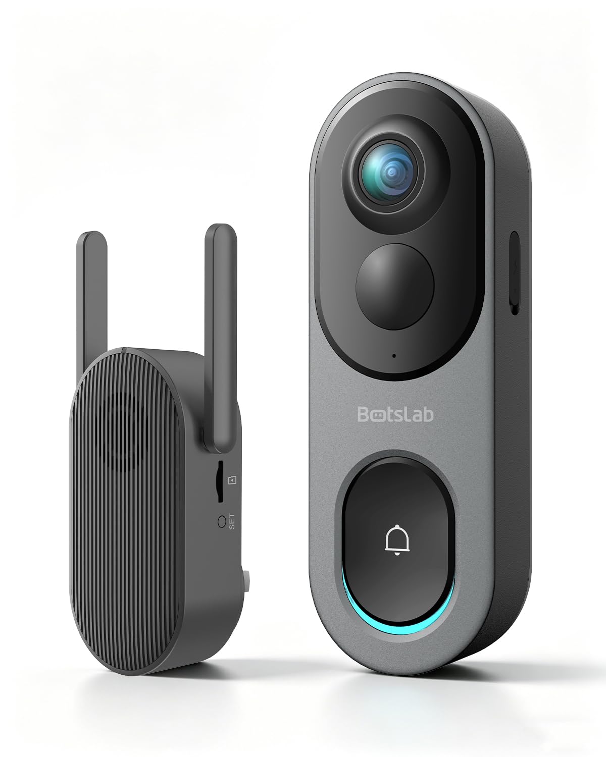 BOTSLAB 5MP Wireless Video Doorbell Camera,180° Head-to-Toe View, AI Motion Detection, VR Mode, Battery or Wired Powered, Package Detection, 32GB SD Card, 6400mAh Battery,Easy Installation,2.4GHz WiFi