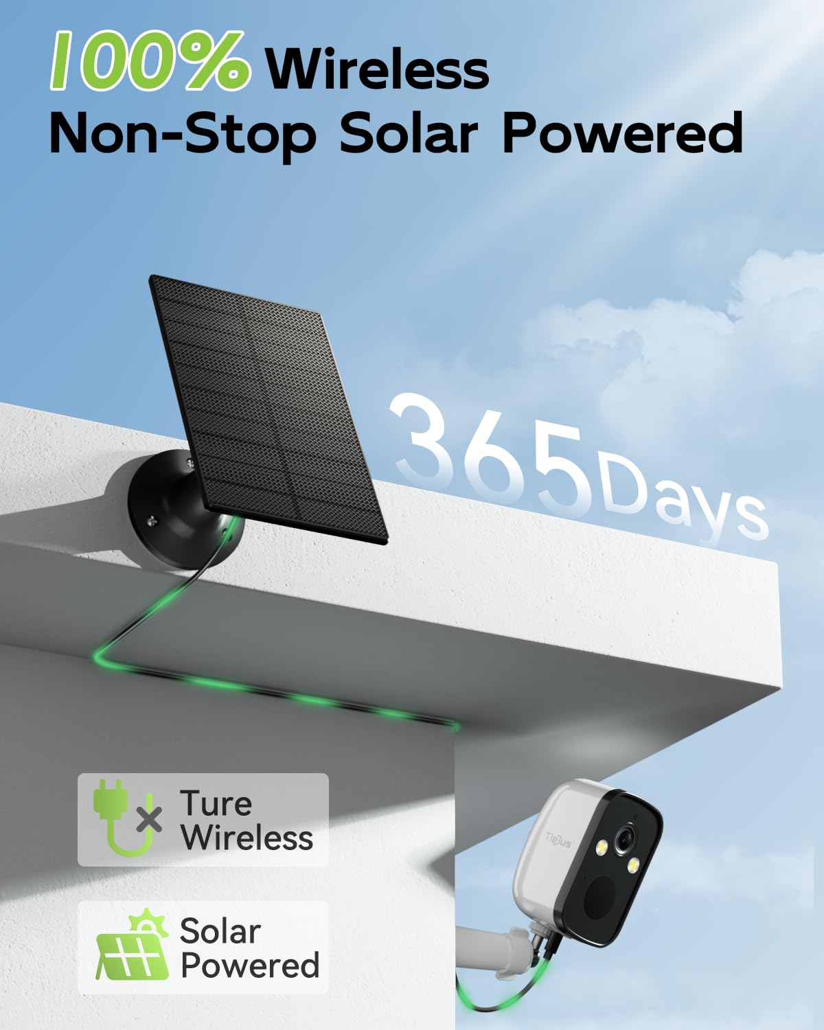 TIEJUS 2K 5G Security Cameras Wireless Outdoor, 4-Pack Solar-Powered Camera for Home with Full Color Night Vision, PIR Detection, IP66/Alexa/2 Way Talk, No Subscription, 5G/2.4GHz WiFi