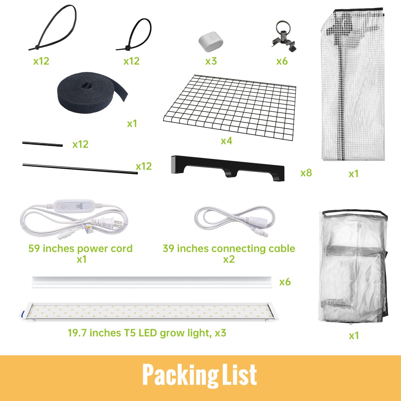 SpeePlant LED Grow Light Bulbs+4-Tier Plant Stand with Zippered PVC Tent, 27" L x 19" W x 59" H