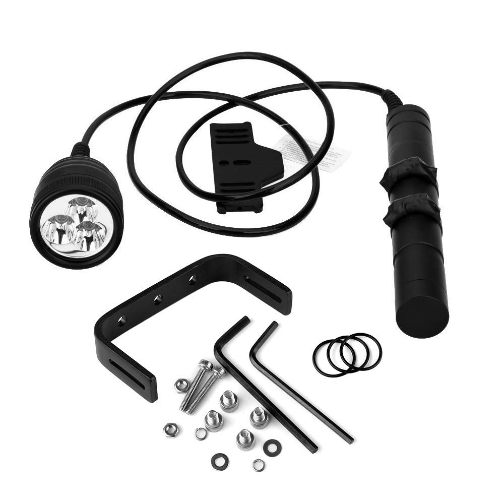 SecurityIng DF05 3000LM Primary Canister Dive Light, 3 LEDs Scuba Diving Flashlight Underwater 492ft/150M Torch with 2M Cable for Professional Diving/Cave Diving (Batteries Not Included)