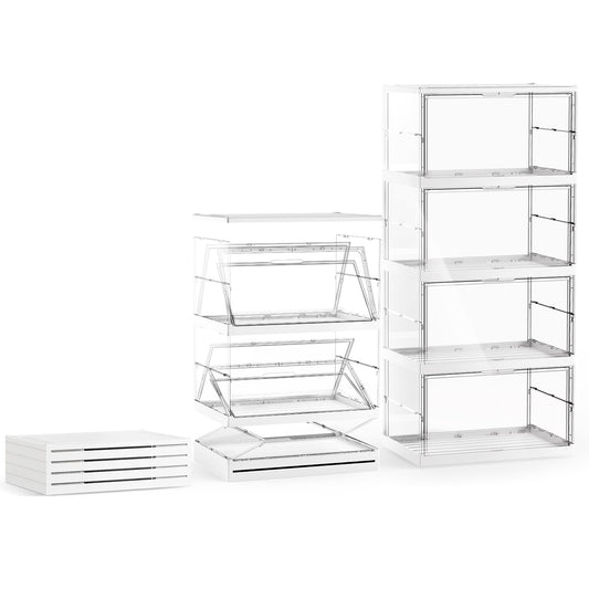 XOS 198QT Ultra Large Storage Bins Closet Organizer and Storage Foldable & Collapsible Containers Drawers Organizer Bookshelf Bookcase Cabinet Display Case 4-Tier Plastic with Lids for Bedroom