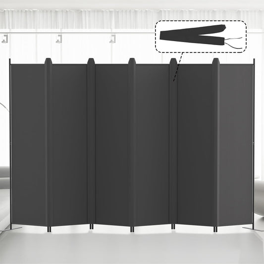 Kokorona 6 Panel Room Divider, 6FT Tall Folding Privacy Screen Wall Dividers, Portable Privacy Screen Freestanding Room Divider for Room Separation, Included - Cover Strips, Grey, 120''W x 72''H
