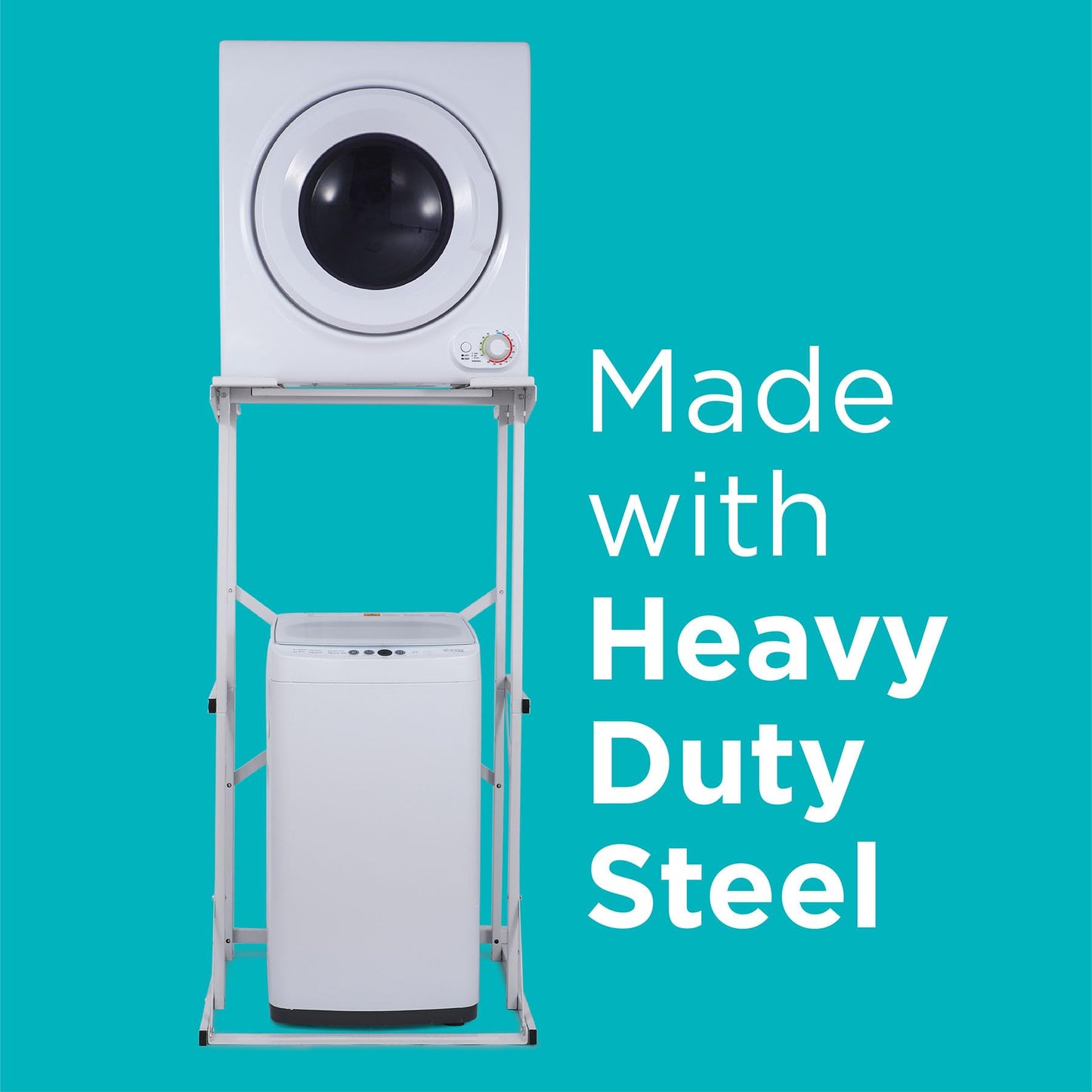 Black+Decker Washer Dryer Stacking Rack Stand, Compatible with Black and Decker Portable Washers and Dryers, Heavy Duty Steel, Dryer Stand with 60 lb. Weight Capacity, BWDS, White