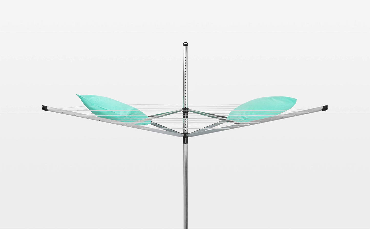 Brabantia Lift-O-Matic Outdoor 4 Arm Clothesline (164 ft/Ø 1.8") Height Adjustable, Folding Clothes Drying Rack + Ground Spike & Cover (Gray)