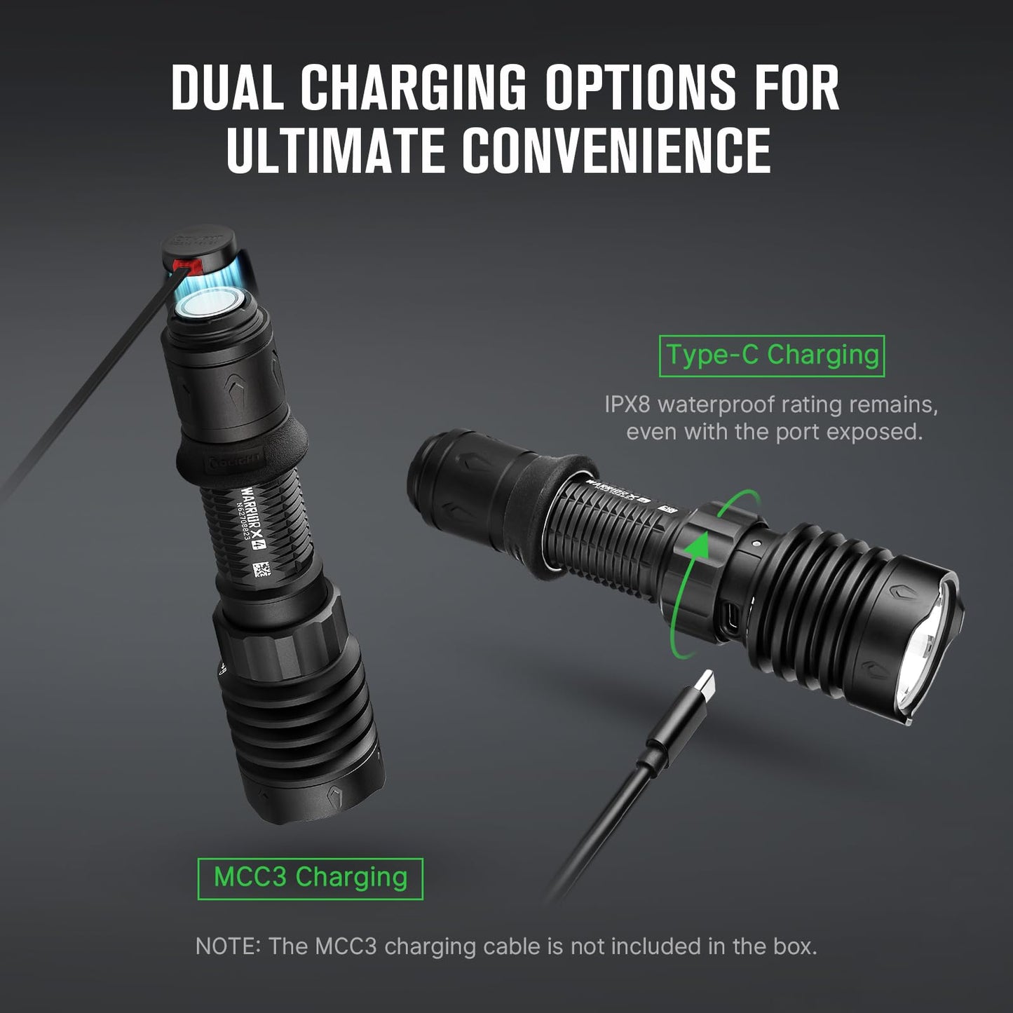 OLIGHT I3T EOS 180 Lumens Dual-Output Slim EDC Flashlight for Camping and Hiking and Warrior X 4 Rechargeable Tactical Flashlight 2,600 High Lumens with 630 Meters Long Range Thrower