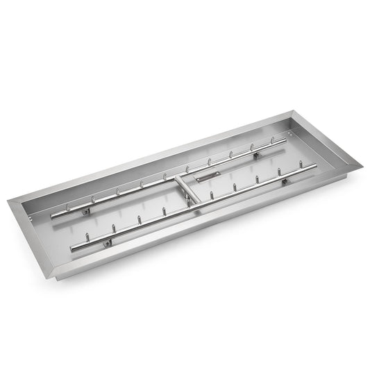 Stanbroil 36 x 12-Inch Rectangle Drop-in Fire Pit Pan with Jet Burner, 304 Stainless Steel Gas Firepit Insert for DIY Firepit Table, High Flame150,000 BTU Max