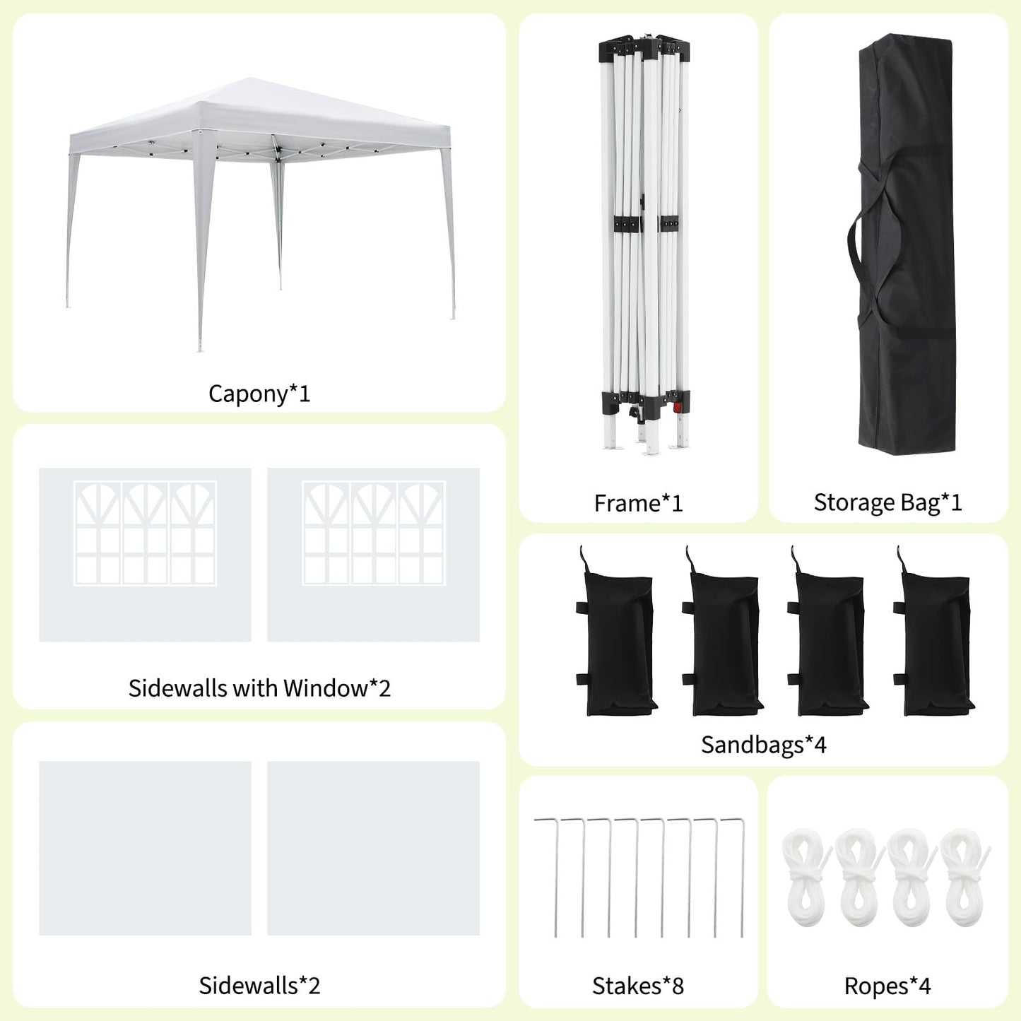 GarveeTech 10x10 Pop Up Canopy Tent with 4 Sidewalls, Heavy Duty Instant Portable Gazebo with UPF 50+ Waterproof Top & Removable Walls for Outdoor, Backyard, Beach, Camping, White