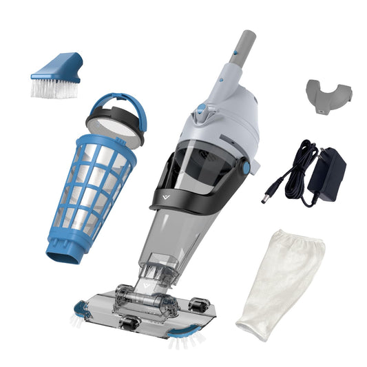 KOKIDO 2026 Rechargeable Cordless Pool Vacuum for Above Ground Pool, Stainless Steel Filter, 15GPM Flow Rate, 90mins, Dual Filters, 2 Vac Heads, Handheld Pool Cleaner Spot Clean Inground Pools, XV510