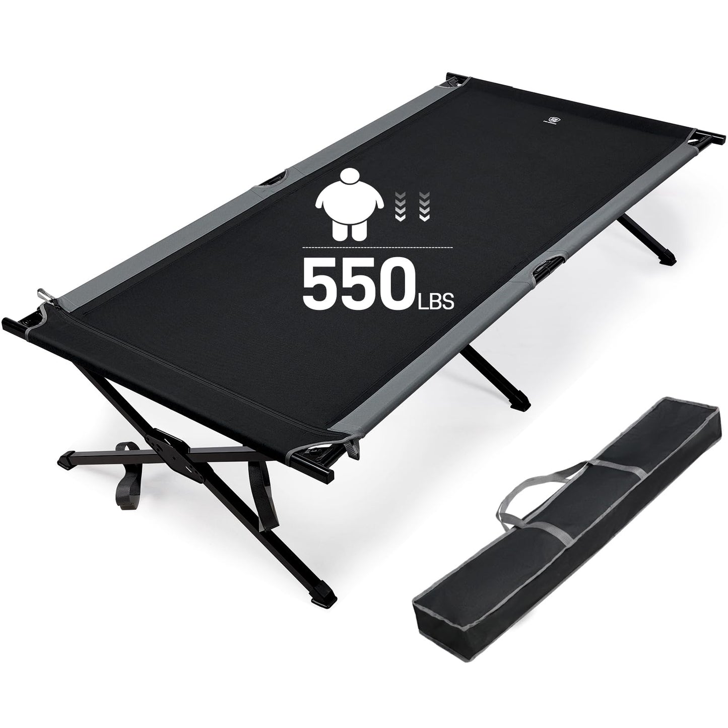 EVER ADVANCED Extra Wide Camping Cot for Adults Oversized XXL Sleeping Cots Folding Cot Bed with Carry Bag, 84.3" L x 41.9" W, Support to 550 lbs