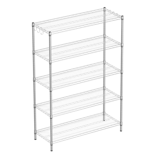 Guan River 5-Shelf Adjustable Metal Shelf Wire Shelving Unit Heavy Duty Storage Rack Display Shelf for Office,Kitchen,Bedroom,Bathroom,Laundry,Pantry Basement,Garage(Chrome,48" L x 18" W x 72" H)