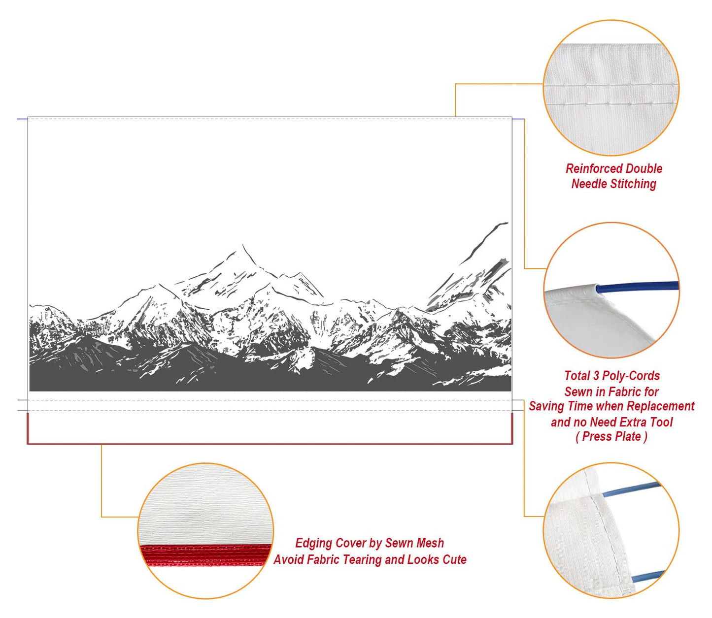 Leaveshade RV Awning Fabric Replacement Motorhome Camper Trailer Awning Fabric Super Heavy Vinyl Coated Polyester 18'3''(Fit for 19' Awning)- Mountains (Custom Looking)