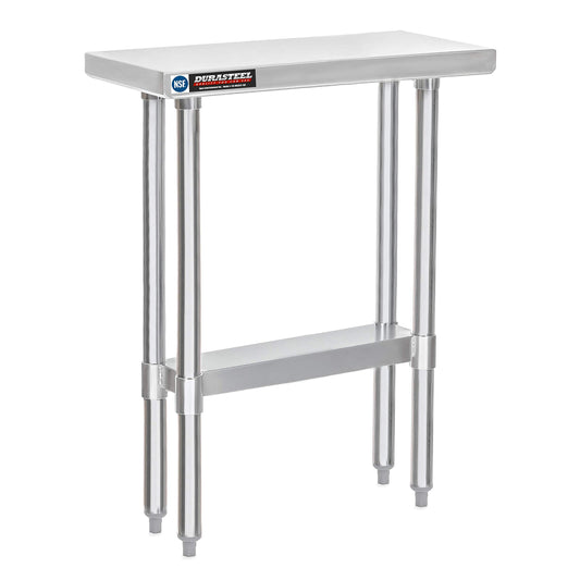 DuraSteel 30x12 Narrow Stainless Steel Table - NSF Small Food Prep Worktable - Counter Height Metal Side Station with Under Shelf - For Laundry Room, Kitchen, Outdoor Grill, Small Spaces