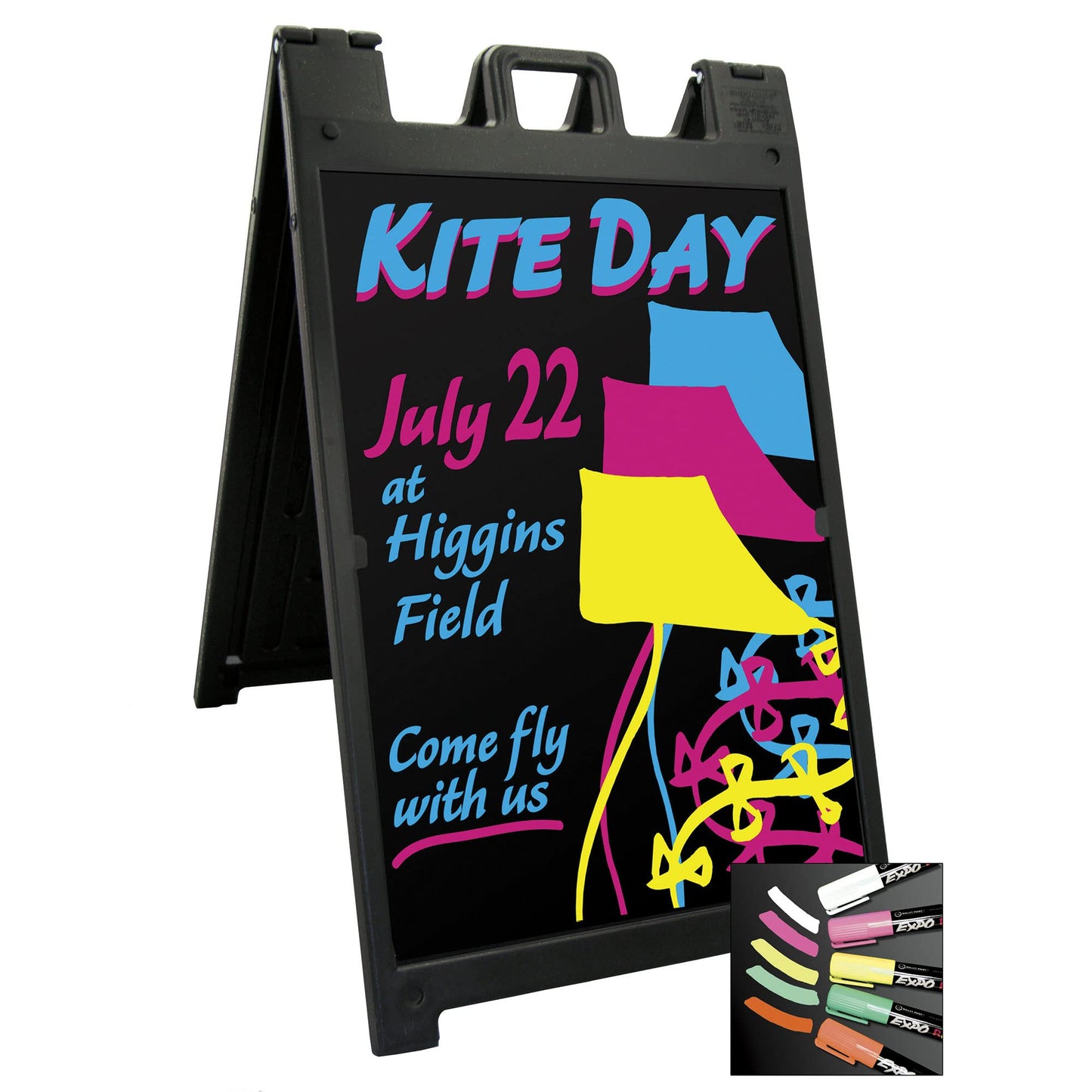 Plasticade Signicade Deluxe A Frame Sidewalk Curb Sign in Black