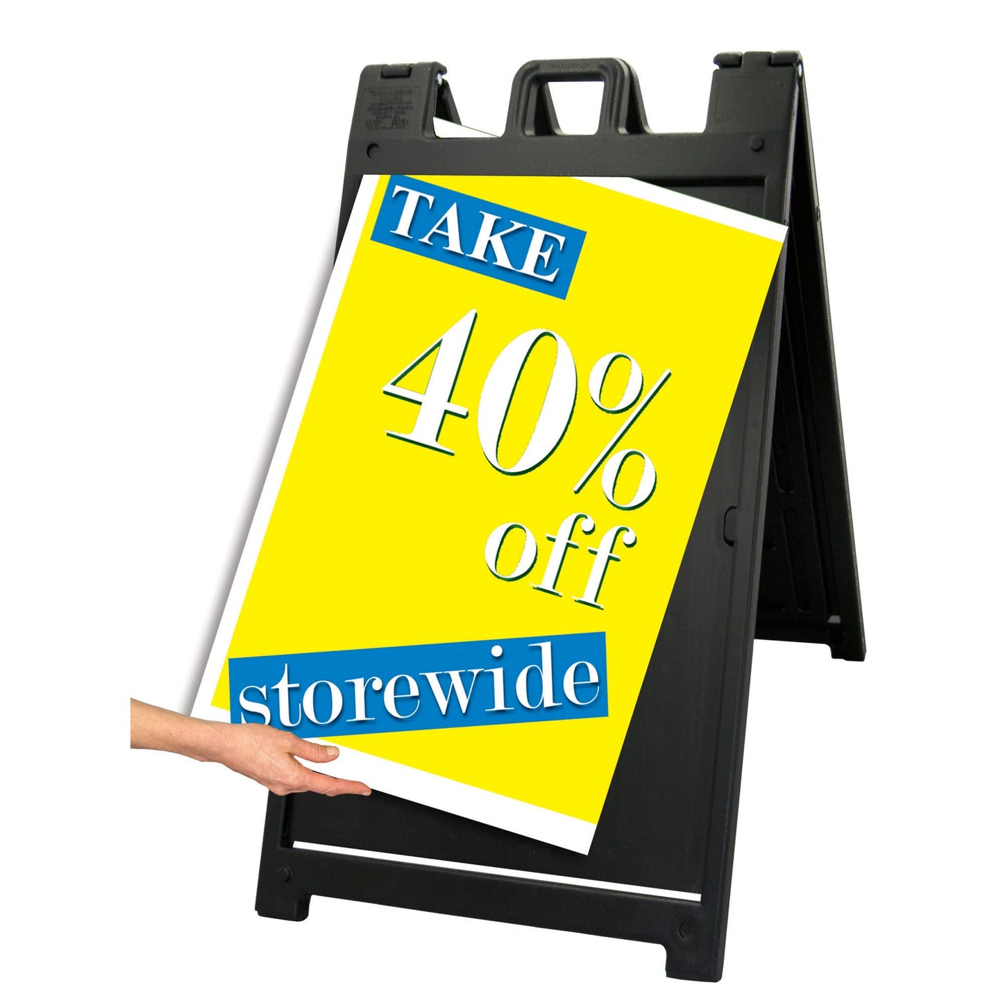 Plasticade Signicade Deluxe A Frame Sidewalk Curb Sign in Black