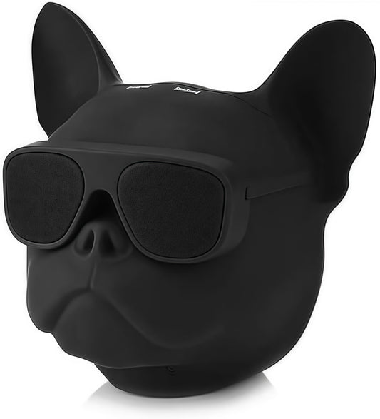 DTHUIHUA Bulldog Wireless Speaker - Portable Bluetooth with Loud Stereo Sound, Compact Outdoor Speaker for Camping & Travel | Audio Gift for Home, Cute Companion Design（Matte Black）