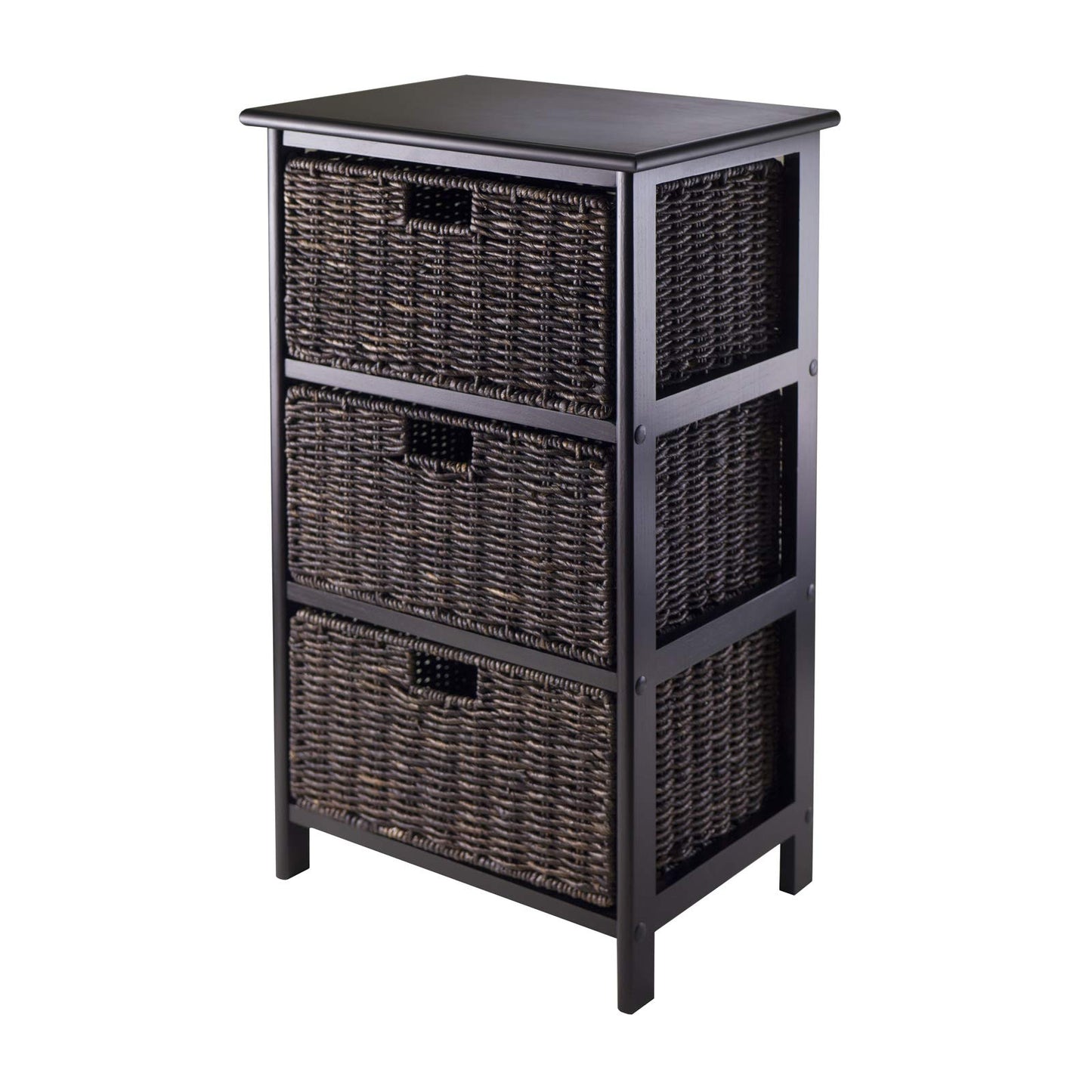 Winsome Omaha Home Storage Rack with 3 Baskets, Stackable Storage Bins for Home Organizing, Functional Furniture for Bedroom, Living Room, Office, Entryway