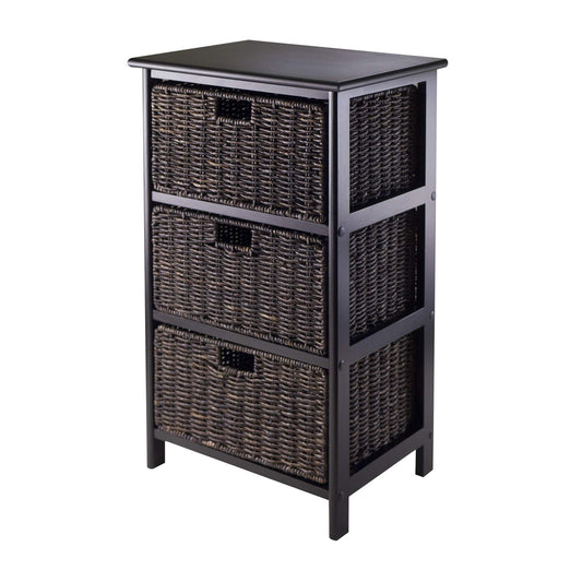 Winsome Omaha Home Storage Rack with 3 Baskets, Stackable Storage Bins for Home Organizing, Functional Furniture for Bedroom, Living Room, Office, Entryway