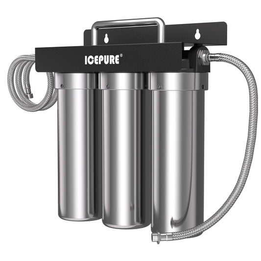 ICEPURE 3-Stage Under Sink Water Filter System, Stainless Steel Ultra Filtration Water Purifier, High Flow Long Lasting Filter, Direct Connect Drinking Water Filtration System for Kitchen