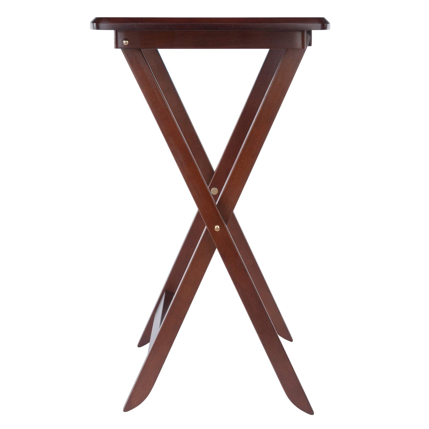 Winsome Darryl Set of 4 Oversized Foldable Snack Tables with Storage Rack, 26" in Walnut, Easy to Store Portable Fold Up Table Set for Kitchen, Living Room TV Dining, Crafts, Puzzles, Work From Home