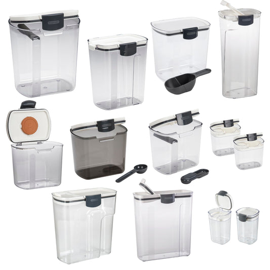 Progressive ProKeeper Baker's Airtight Kitchen Storage Canister Container Set for Flour, Sugar & More, Keeps Ingredients Fresh, with Accessories (Multicolor, 13- Piece)