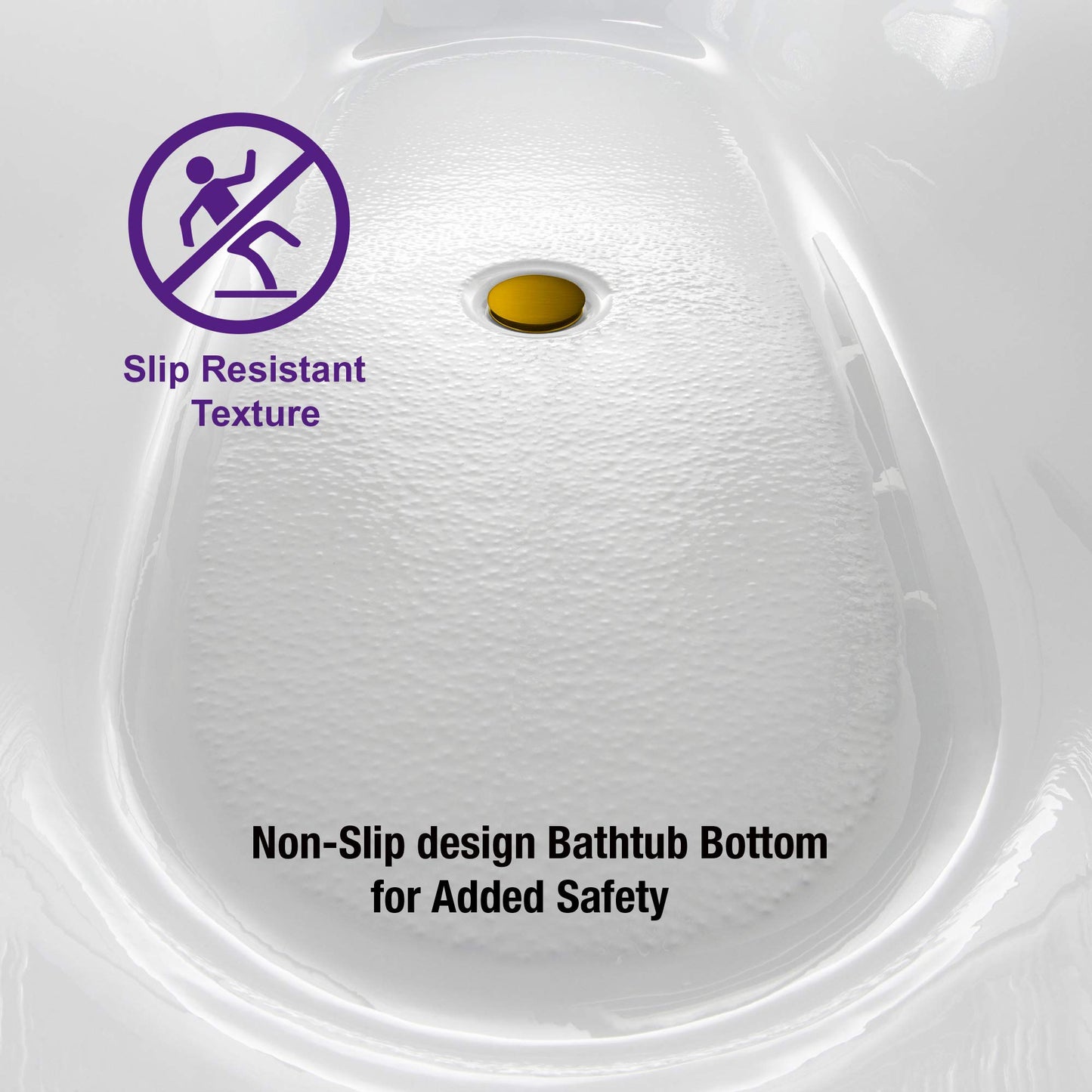 WOODBRIDGE 59" Acrylic Freestanding Bathtub Contemporary Soaking White Tub with Brushed Gold Overflow and Drain，BTA1509 -BG-Drain &O