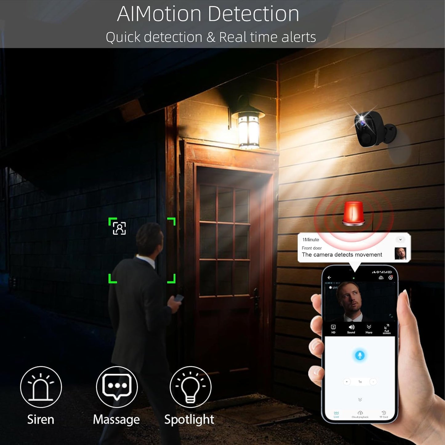 4Pack 5G/2.4G WiFi Security Cameras, 2K Security Cameras Wireless Outdoor Battery Powered with AI Motion Detection Siren Alarm, Color Night Vision, 2-Way Talk, IP65 Waterproof, Works w/Alexa, Cloud/SD