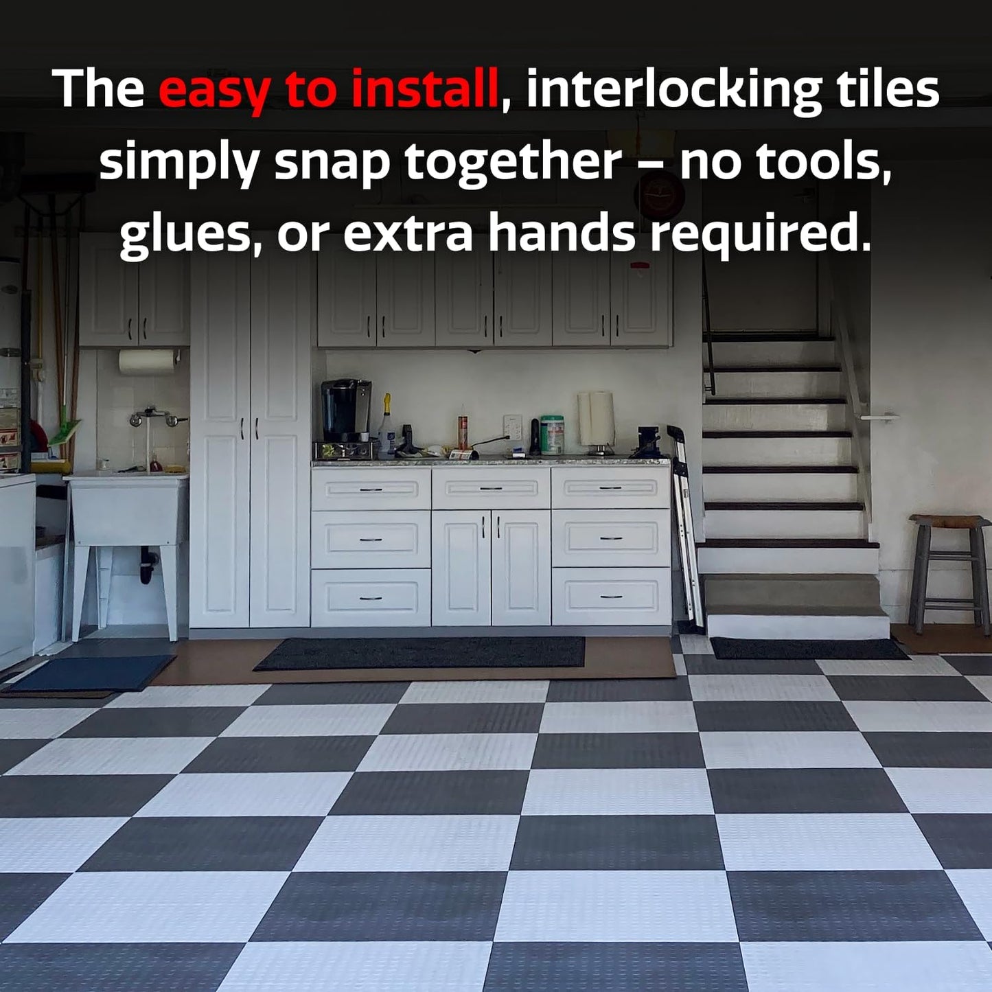 Big Floors GarageDeck Garage Floor Tiles, Interlocking Garage Flooring, Coin Pattern Non-Slip Heavy-Duty Copolymer Modular Tile (Alloy, 48 Pack of 12 x 12" Tiles, 48 Sq Ft)