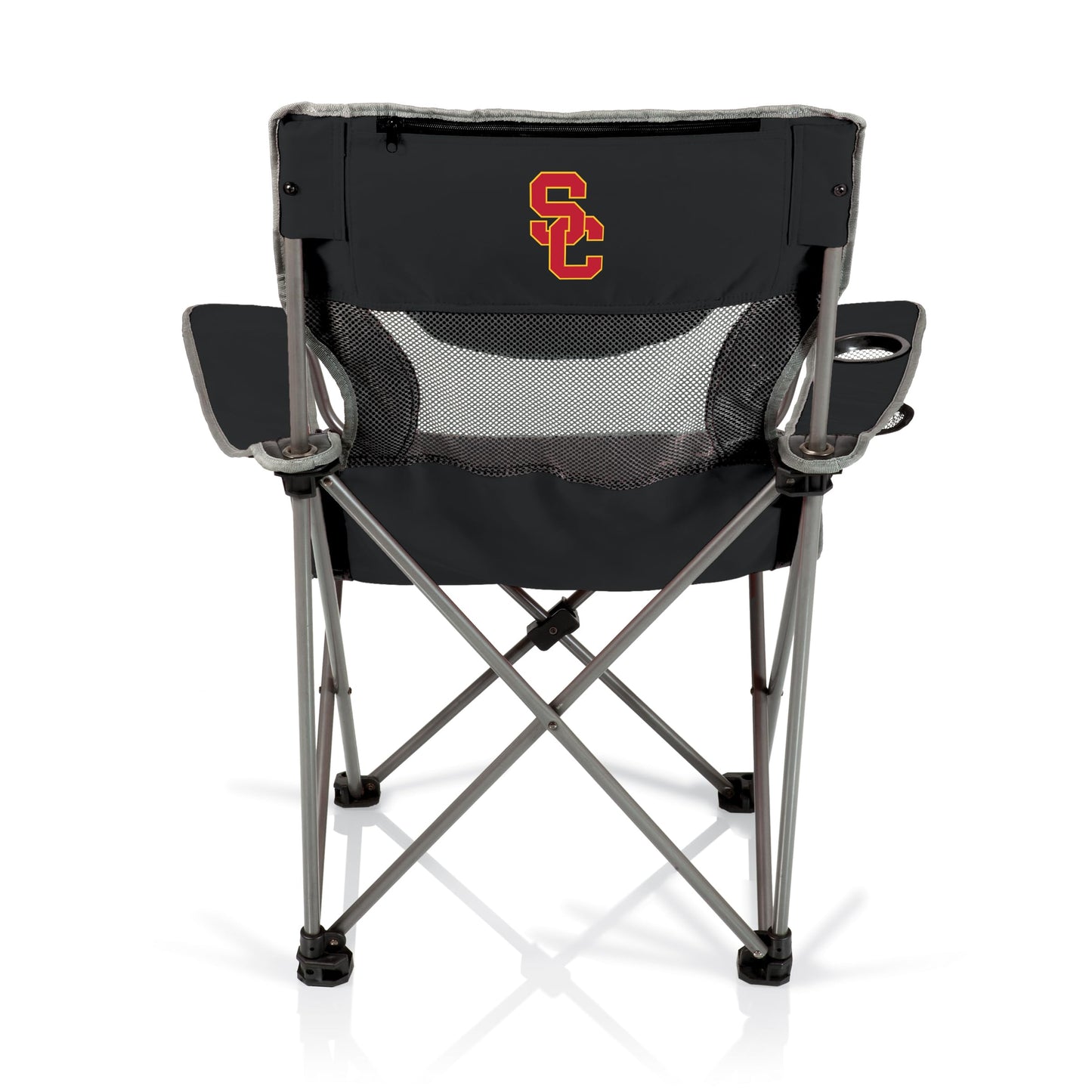 Picnic TIME NCAA USC Trojans Campsite Camping Chair, Picnic Chair, Outdoor Folding Chair with Carry Bag, Beach Chair, (Black with Gray Accents)