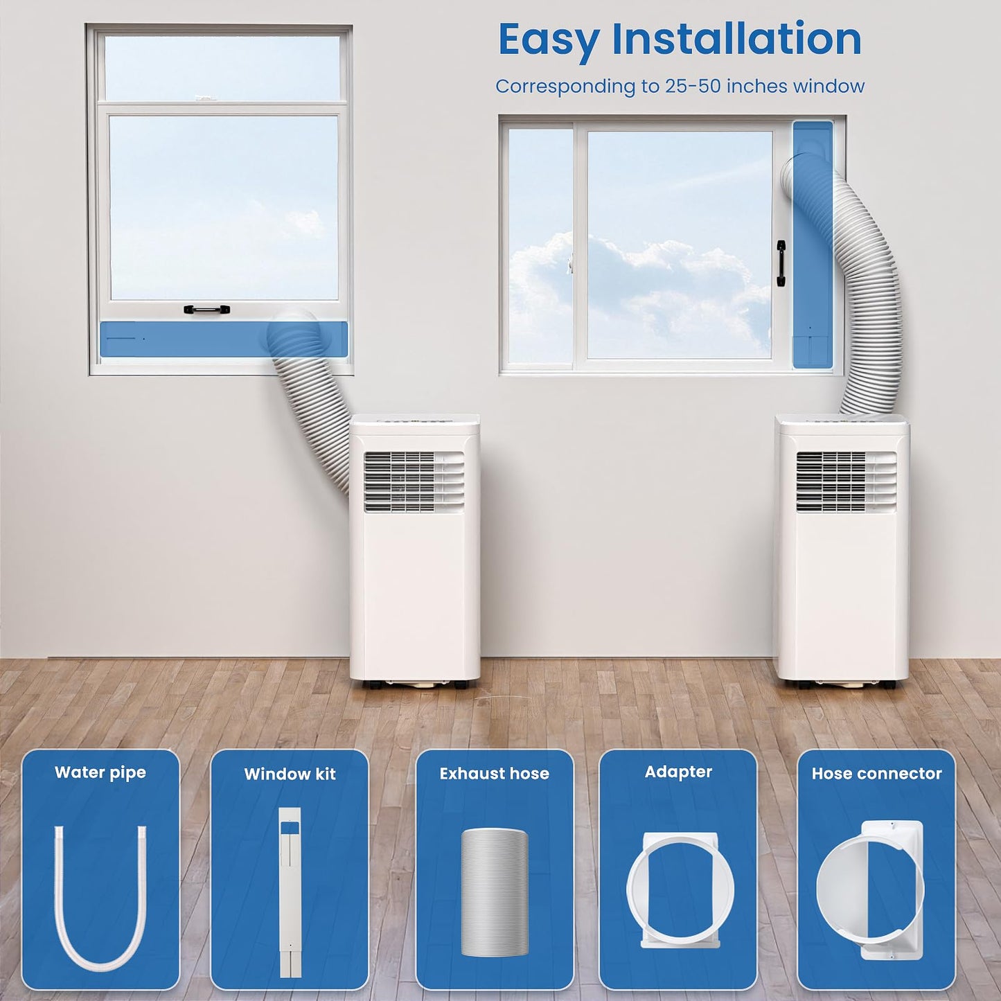 Antarctic Star 10000 BTU Portable Air Conditioners, Portable AC Unit with Fan/Dehumidifier/Sleep Modes, Cools up to 450 Sq.Ft with Remote Control, 24H Timer, Window Kits for Living Room, Bedroom