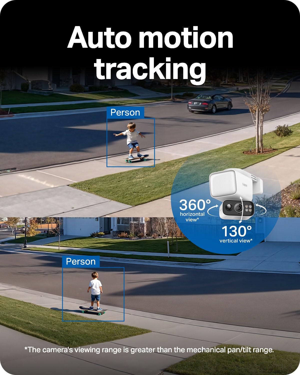 Tapo 2K Outdoor Pan/Tilt Wireless Floodlight Security Camera - Battery Power with Solar, 360º AI Motion Tracking, Person/Vehicle Detection, Subscription-Free Local Storage or Optional Cloud, C615F KIT