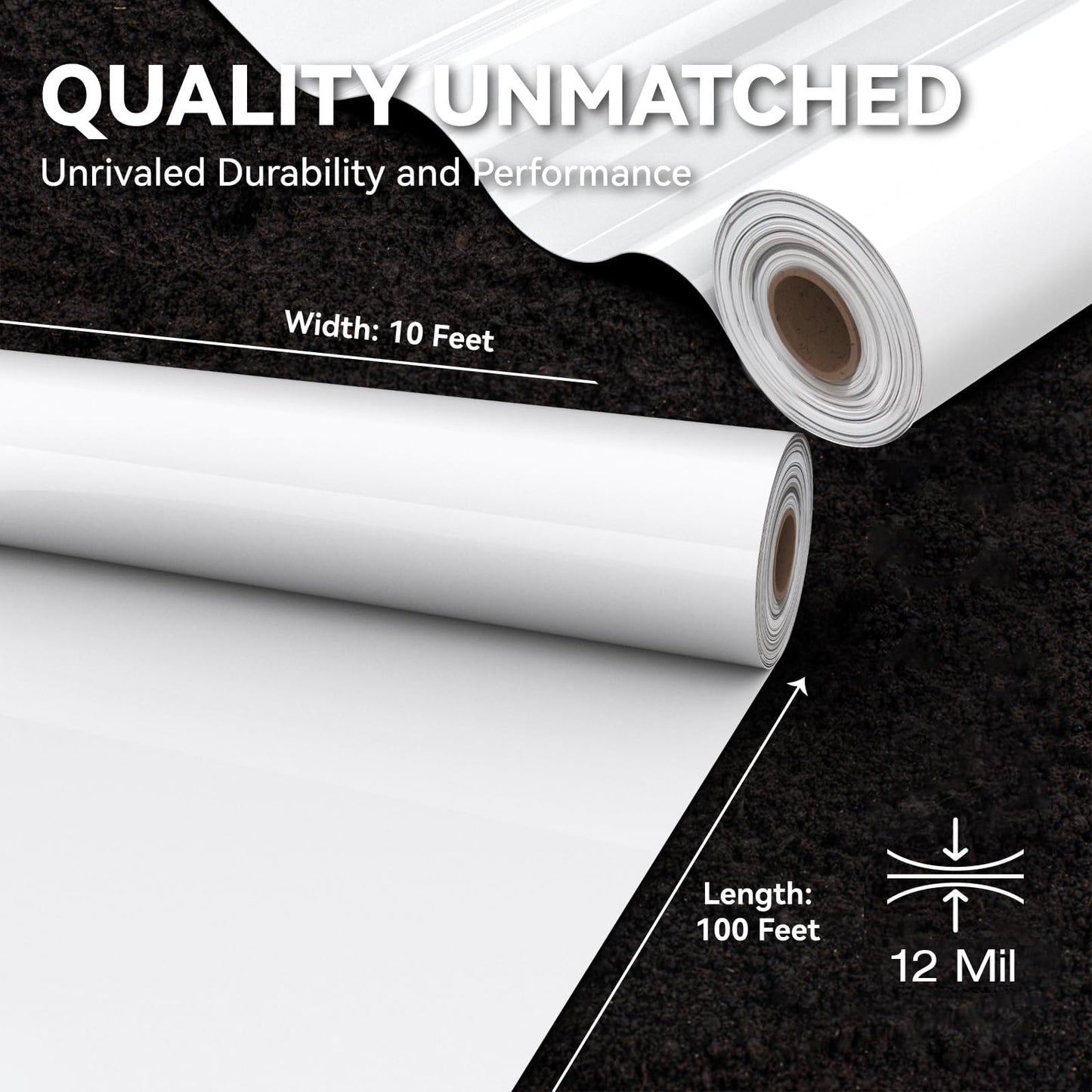 Crawl Space Vapor Barrier, 12 mil 10'x100', White Heavy Duty Plastic Sheeting - Thick Polyethylene Film, 12mil Crawlspace Liner, Drop Cloth Vapor Barrier Covering for Crawlspace and Basement