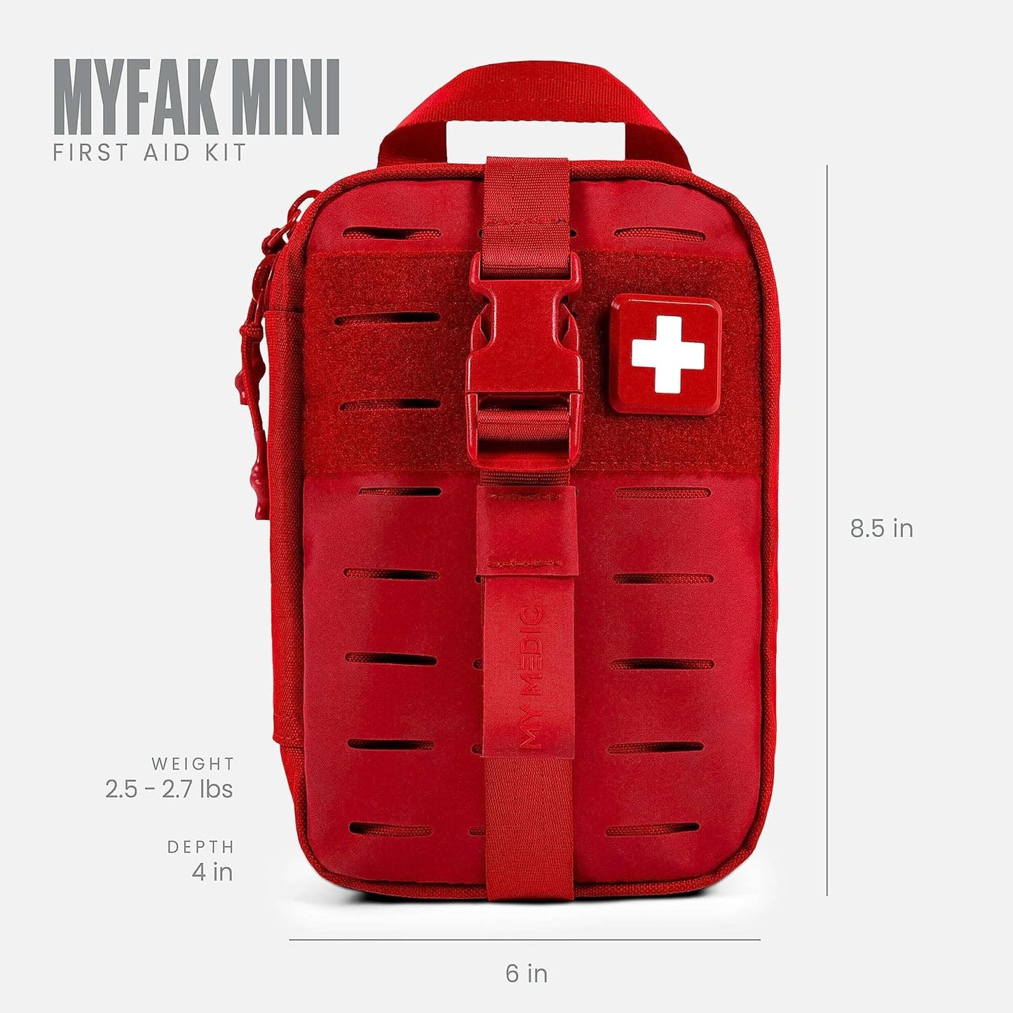 My Medic MyFak Mini Pro First Aid Kit - Small and Lightweight for Camping Hiking and Backpacking - 70 Items IFAK with Tourniquet - HSA/FSA Great for Travel - Red