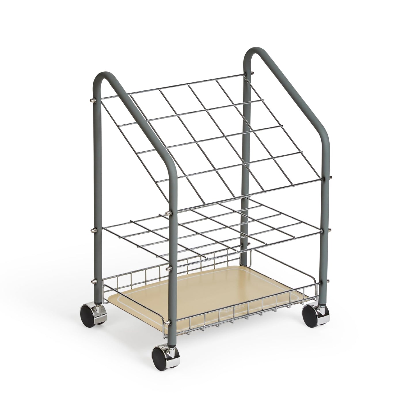 Safco Tubular Steel Wire Roll File Cart, Document and Blueprint Holder, 20 Compartment, Rolling Organizer Cart for Architectural Drawings, Construction Plans and Map Storage