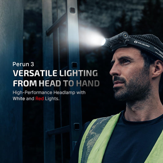 OLIGHT Perun 3 Rechargeable Headlamp Flashlight Bundle with Perun 3 Mini Headlamp 1250 Lumens LED Head Flashlight