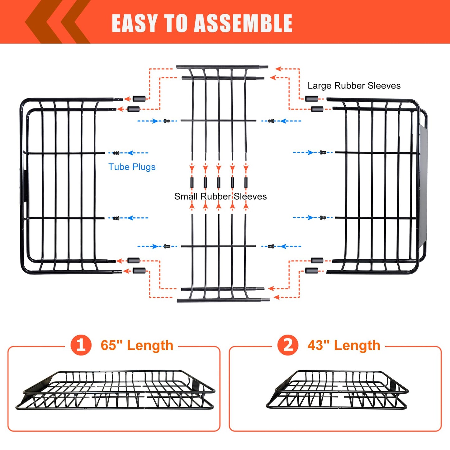Roof Rack Carrier Carrier Basket 65"*39"*6"+Waterproof Bag 20 Cubic Feet(51"*40"*17"),and Cargo Net with Attachment Hooks,Ratchet Straps.200 Lbs Capacity,Universal Rooftop Large Size Roof Rack Update