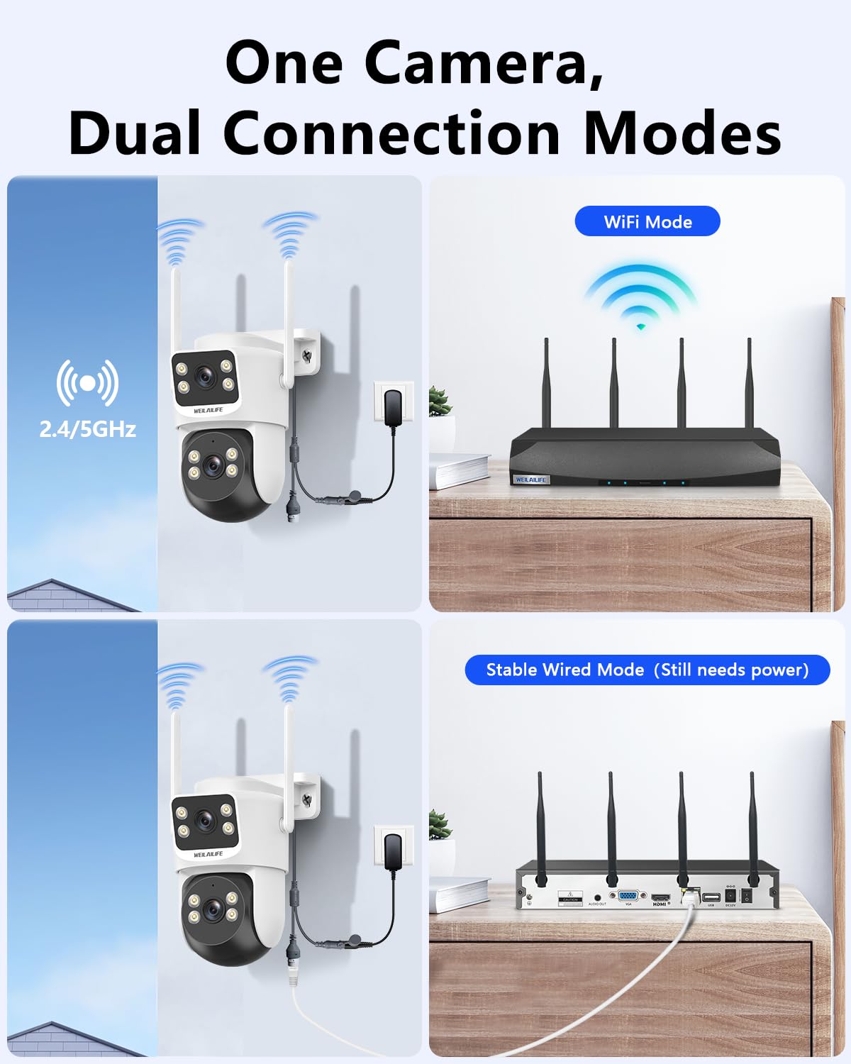 【2-Way Audio & Auto Tracking】 4MP PTZ Security Cameras Wireless Outdoor, WiFi Home Security Camera System, Video Surveillance DVR Kits