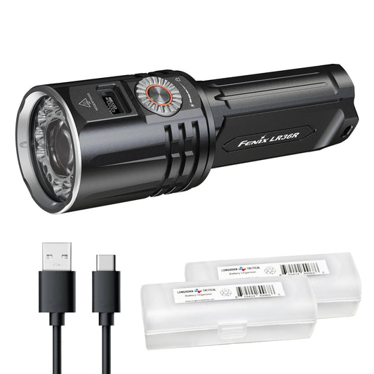 Fenix LR36R 10,000 Lumen Super Bright LED and LEP Flashlight with 1377 Yards Long Throw, USB-C Rechargeable and 2X Lumentac Organizers for Search and Rescue