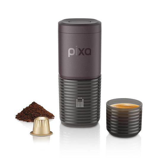 WACACO PIXAPRESSO, Coffee Machine Electric & Portable, With 4 Coffee Types & Fast Heat-Up, 3 * 3000mAh Battery, 20 Bar Portable Espresso Maker For Ground Coffee & NS Capsule, Dark Burgundy