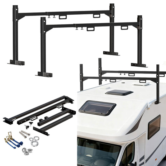 2 Pack Trailer Ladder Rack with 4 Straps, Heavy Duty Adjustable Ladder Rack for 4FT - 7FT Enclosed and Open Trailers, 400 LBS Capacity Truck Ladder Rack for Carrying Kayak, Ladder and Lumber, Black