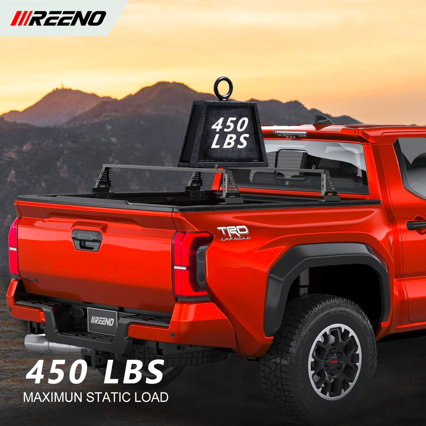IIIREENO Overland Bed Bar for Mid-Size Trucks/Compatible with Retractable Hard Tonneau Cover, Soft Cover/No Drilling