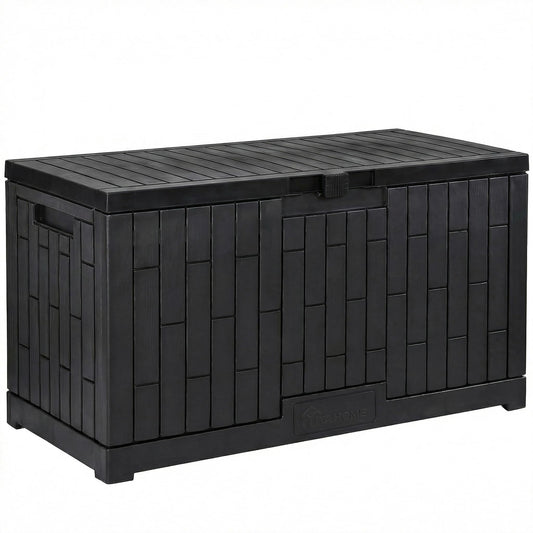 YITAHOME 120 Gallon Large Deck Box, 53"L x 22.7"W x 25.5"H Resin Outdoor Storage Box with Slide-Locking Lid for Patio Cushions, Garden Tools, Pool Supplies, Easy Assembly, Waterproof Lockable, Black