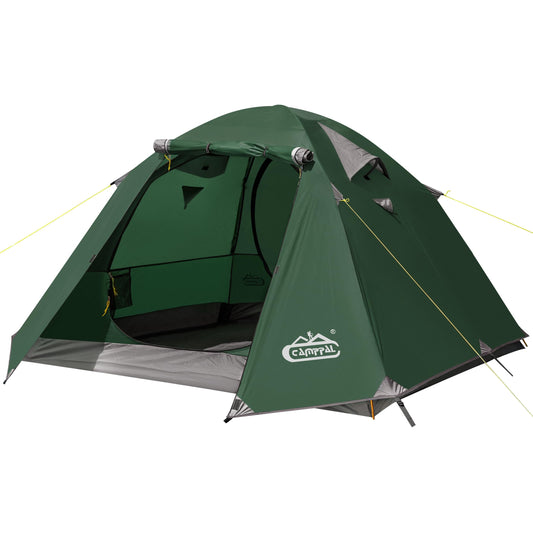 2-3 Person Backpacking Tent with Double Door 2 Vestibule, Waterproof Windproof Lightweight Easy Set Up 3 Season 2 Man Two Person Tent for Camping, Hiking, Motorcycle, Mountaineering with UPF 50+
