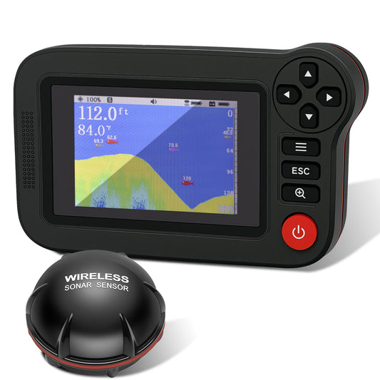 Portable Castable Fish Finder Wireless Sonar Sensor Kayak Fish Finder, Rechargeable Depth Locator with Fish Size, Bottom Contour, Color LCD Display, for Boat, Shore, Lake, Sea, Ice