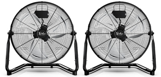 Simple Deluxe 18 Inch 3-Speed High Velocity Heavy Duty Metal Industrial Floor Fans Quiet, Black, 2 Pack