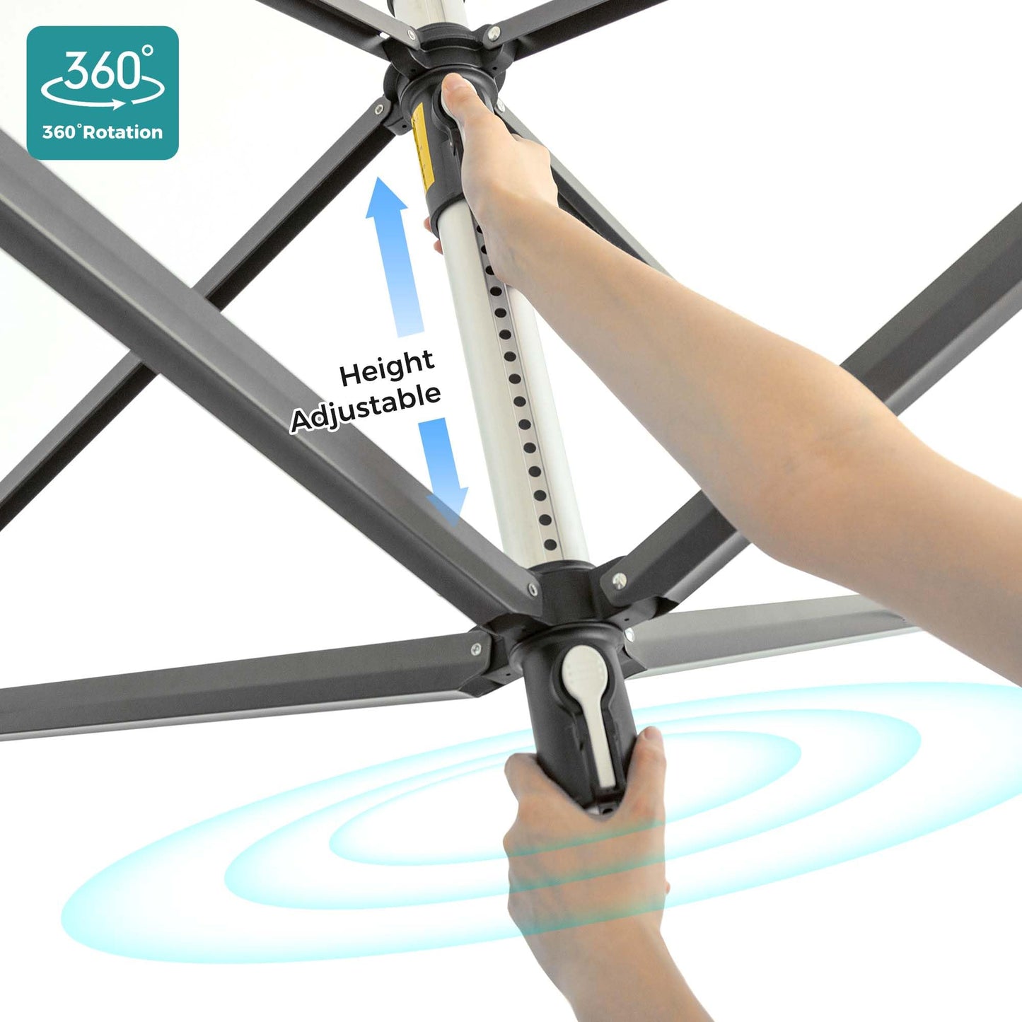 SUPTINWEAR 196FT Rotary Clothesline Outdoor, 88LB Heavy Duty Umbrella Dryer, Foldable 4 Arm 360° Rotating, Adjustable Height Laundry Drying Rack with Ground Spike for Yard