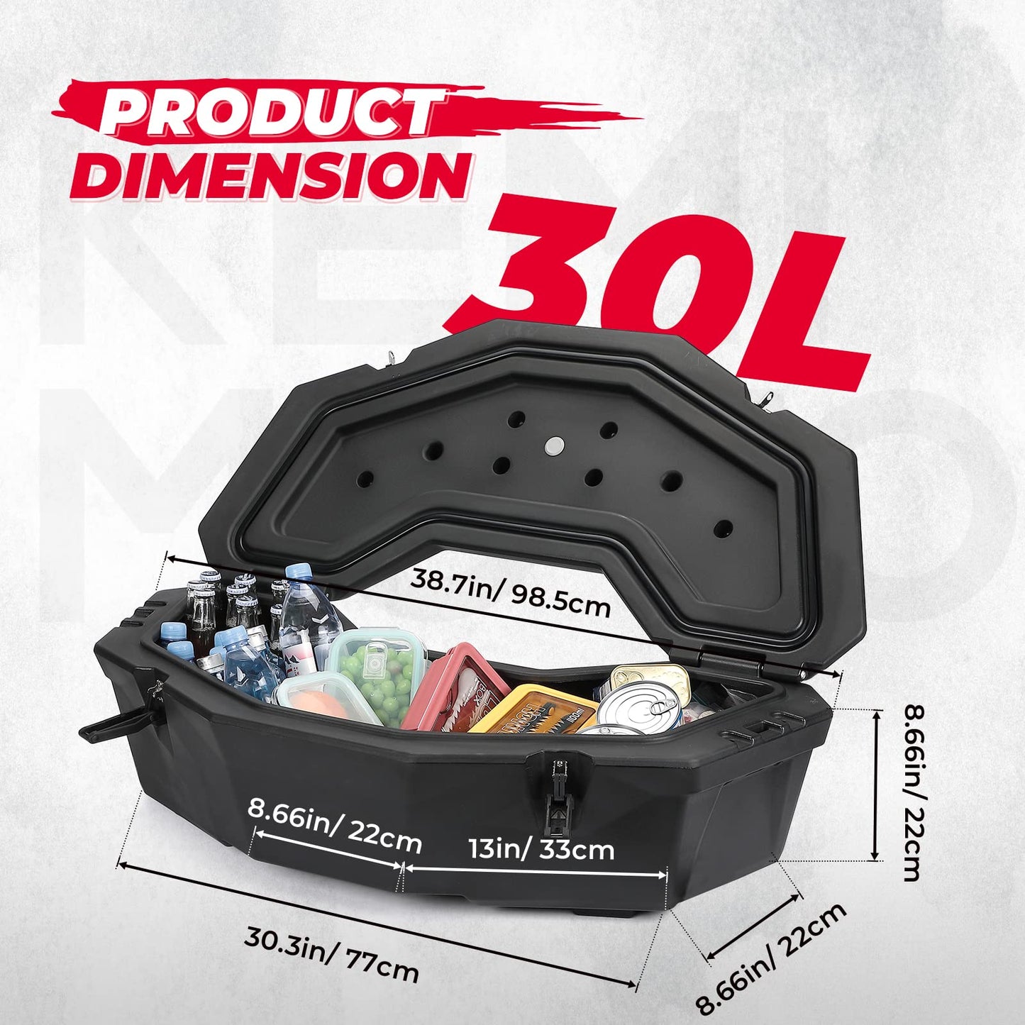 Kemimoto X3 Bed Box, X3 Trunk Storage Box, X3 Max Rear Rack Cargo Box Compatible with Can am Maverick X3, Outlander (Except 6x6), Renegade, OEM Replace #715004778 w/h Mounting Bracket