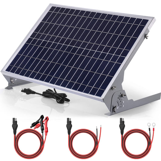 SUNER POWER 30W 12V Solar Battery Charger Maintainer, Built-in Smart MPPT Charge Controller, Adjustable Mount Bracket, Waterproof 30 Watt Solar Panel Kits for Car Automotive Boat Marine RV Trailer