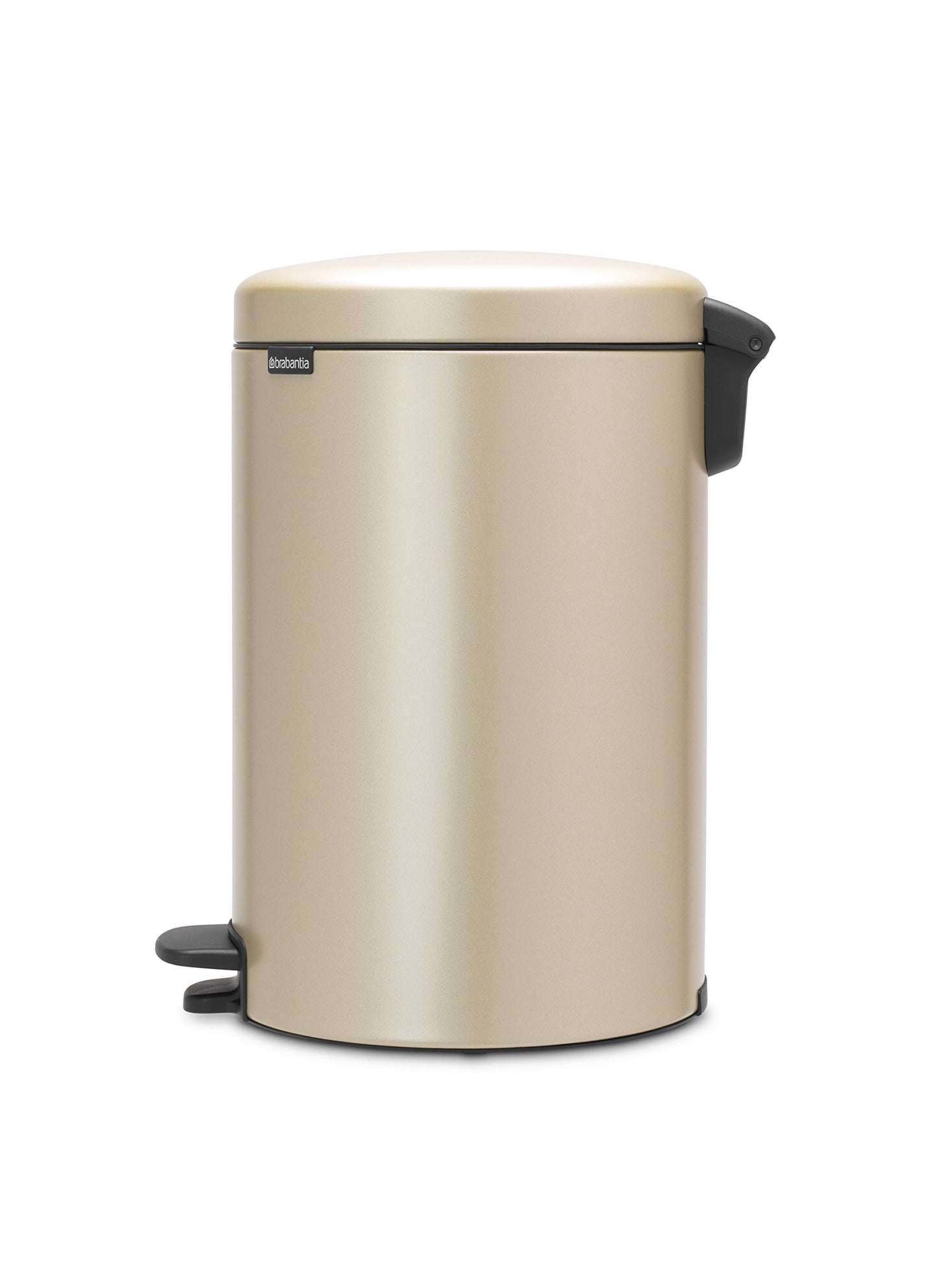 Brabantia Step-On Trash Can | Metallic Gold | 5.3 Gallon / 20L | Bathroom, Bedroom, Office Trash Can with Light Pedal Opening, Handle & Removable Inner Bucket | 11.4 x 15 x 18.4 | + Trash Bags