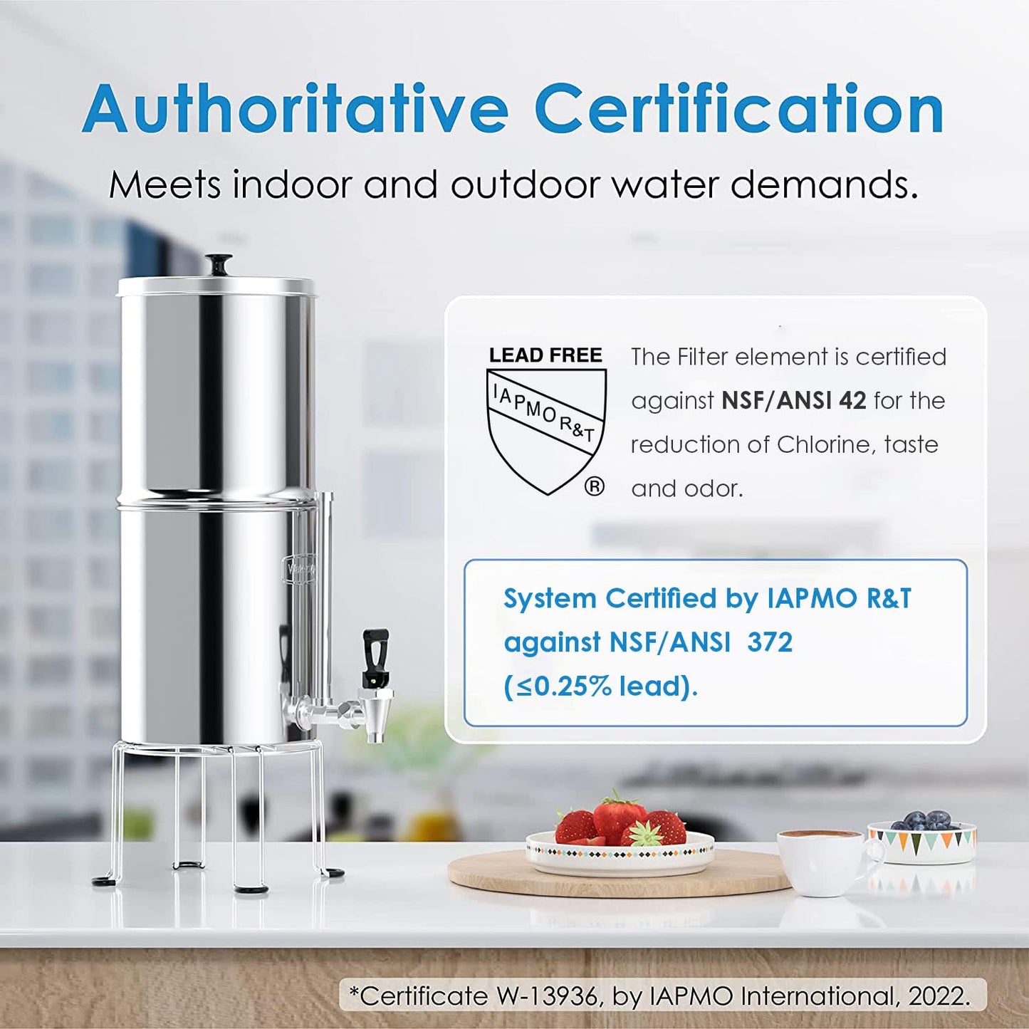 Waterdrop Gravity Water Filter Straw and 2.25G Gravity-fed Stainless-Steel Water Filter System