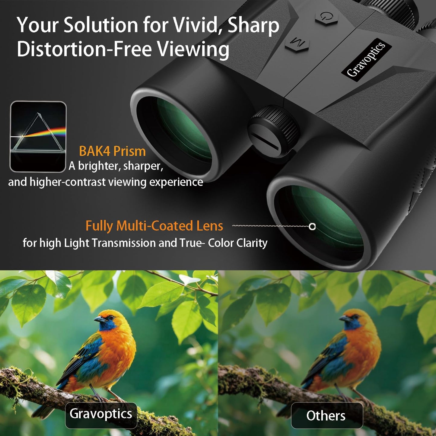 Gravoptics Rangefinder Binoculars for Hunting, 1968 Yard Long Range Laser Rangefinding 10x42mm HD, Fast 0.15s IP65 Waterproof ±0.5m Accuracy Compact Range Finder for Hiking, Golf, Outdoor Adventures